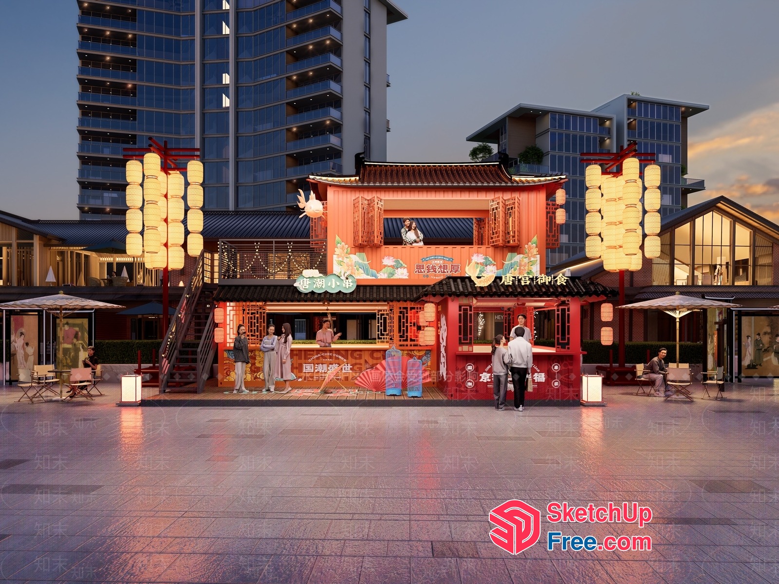 Traditional Chinese Street Food Stall 3D SketchUp File