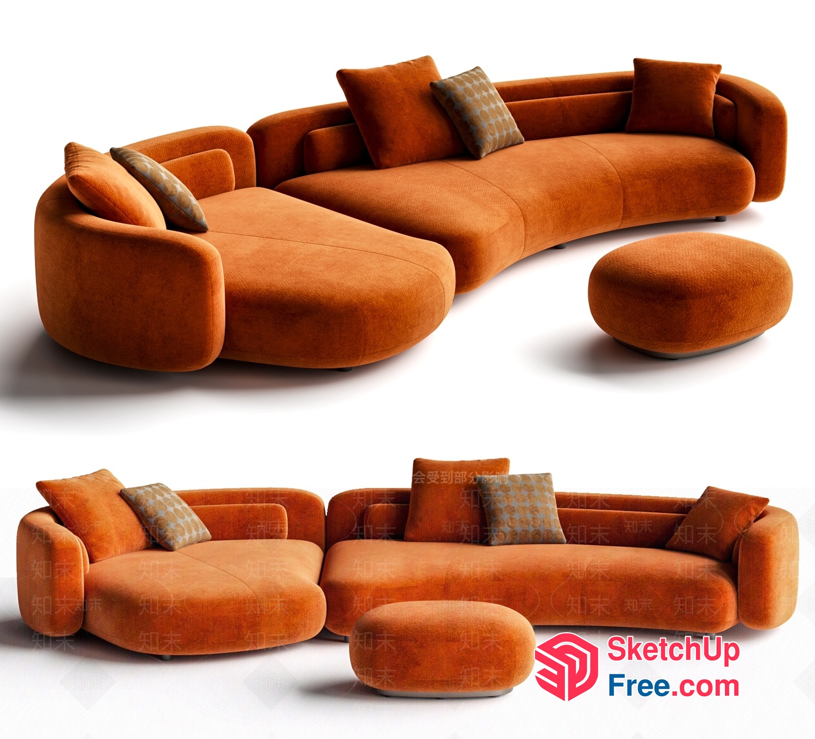 Modern Orange Sofa Set 3D SketchUp File