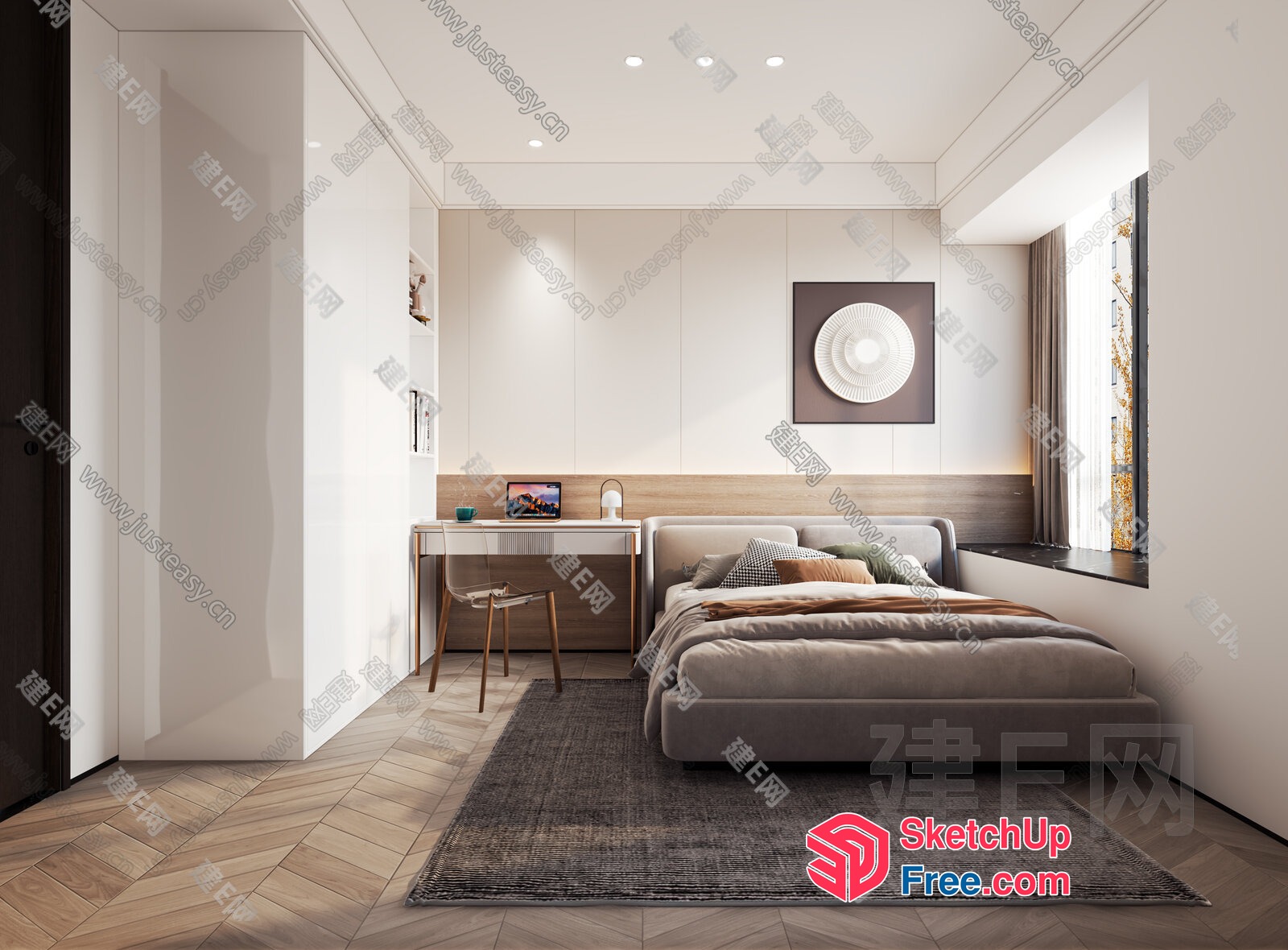Modern Minimalist Bedroom Interior 3D SketchUp File