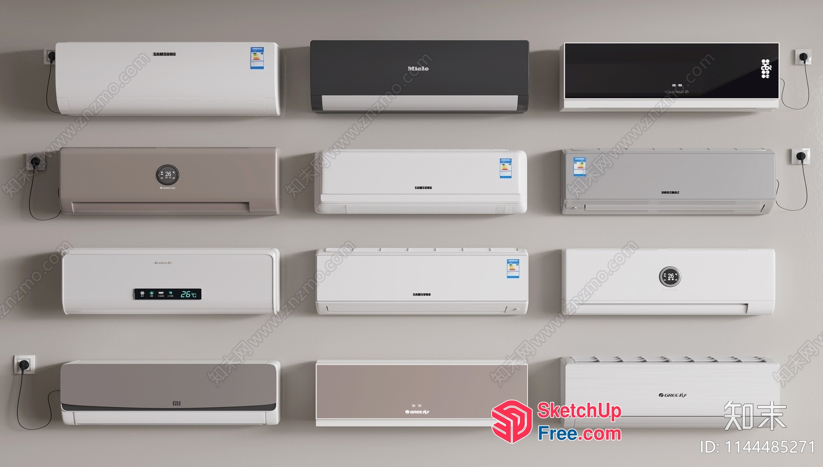 Wall-Mounted Air Conditioning Units Of Various Brands 3D SketchUp File