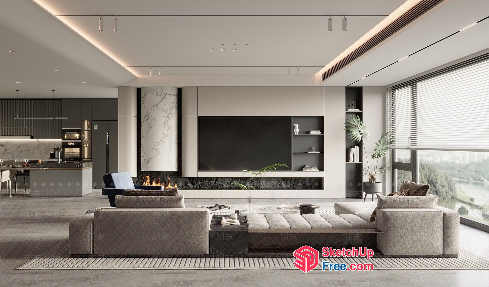 Modern Minimalist Living Room With Sleek Furniture And Natural Light 3D SketchUp File