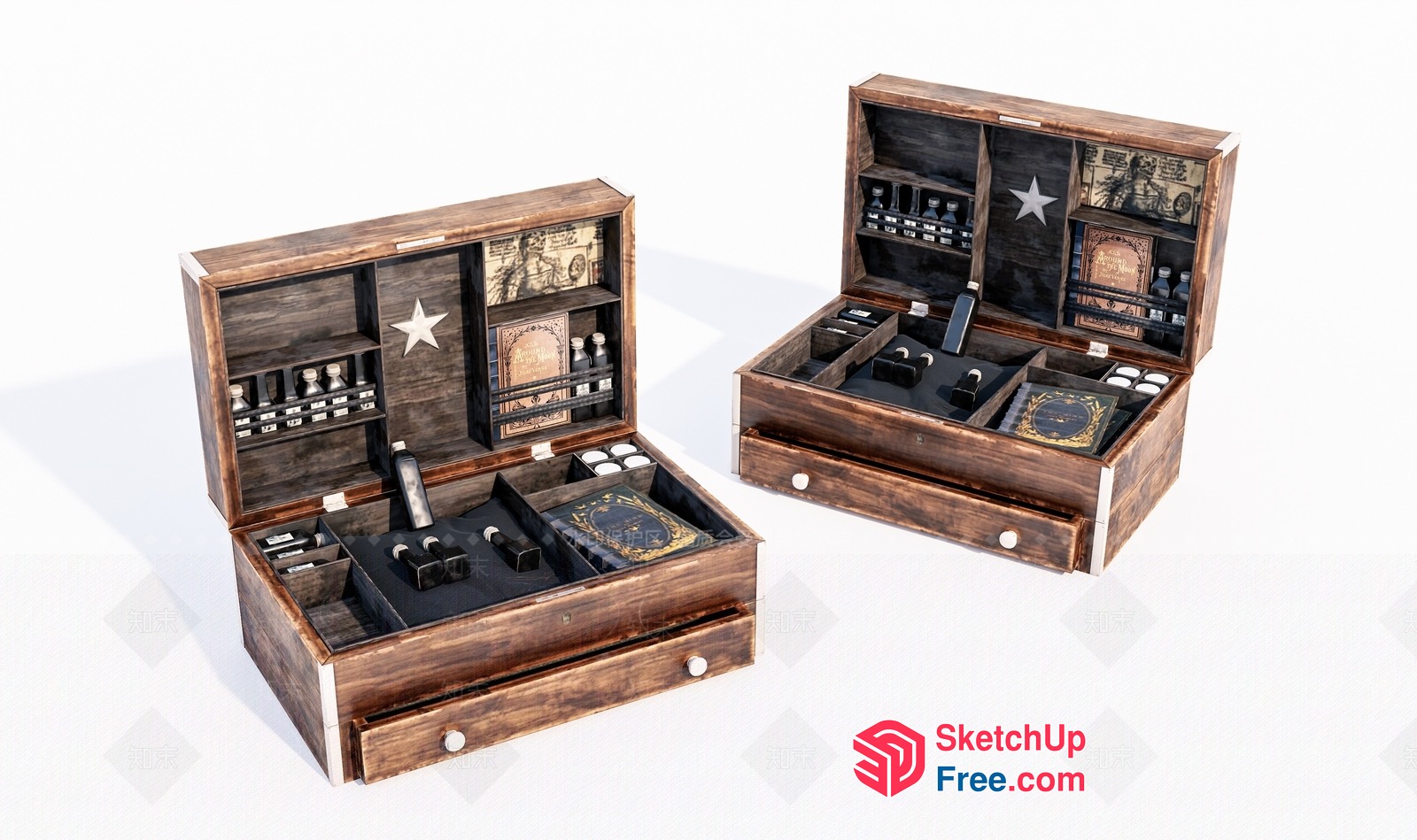 Wooden Box With Drawer And Shelves 3D SketchUp File