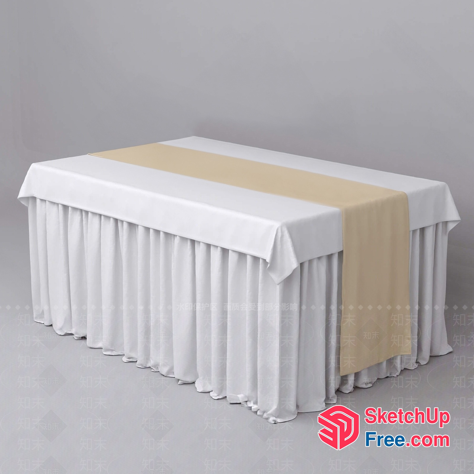 Elegant White And Cream Tablecloth 3D SketchUp File