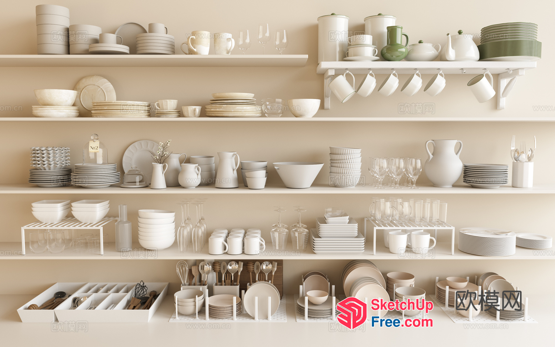 Elegant White Dinnerware Collection 3D SketchUp File