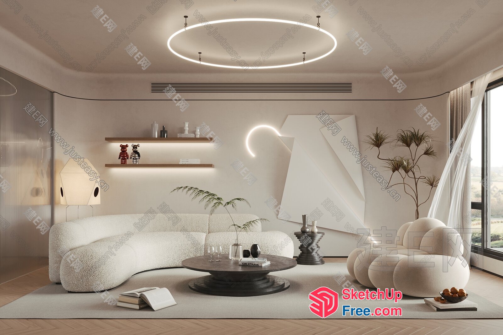 Minimalist Modern Interior Design With Elegant Furniture 3D SketchUp File