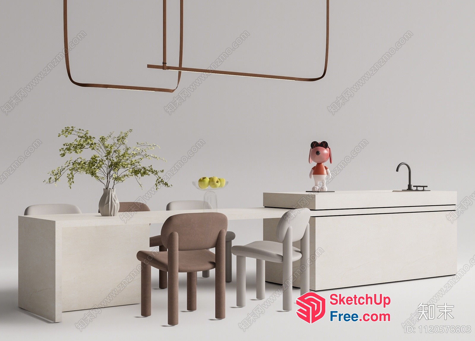 Minimalist Modern Interior With White Furniture And Accessories 3D SketchUp File