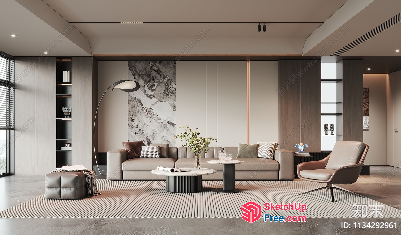 Elegant Modern Living Room With Neutral Tones And Clean Lines 3D SketchUp File