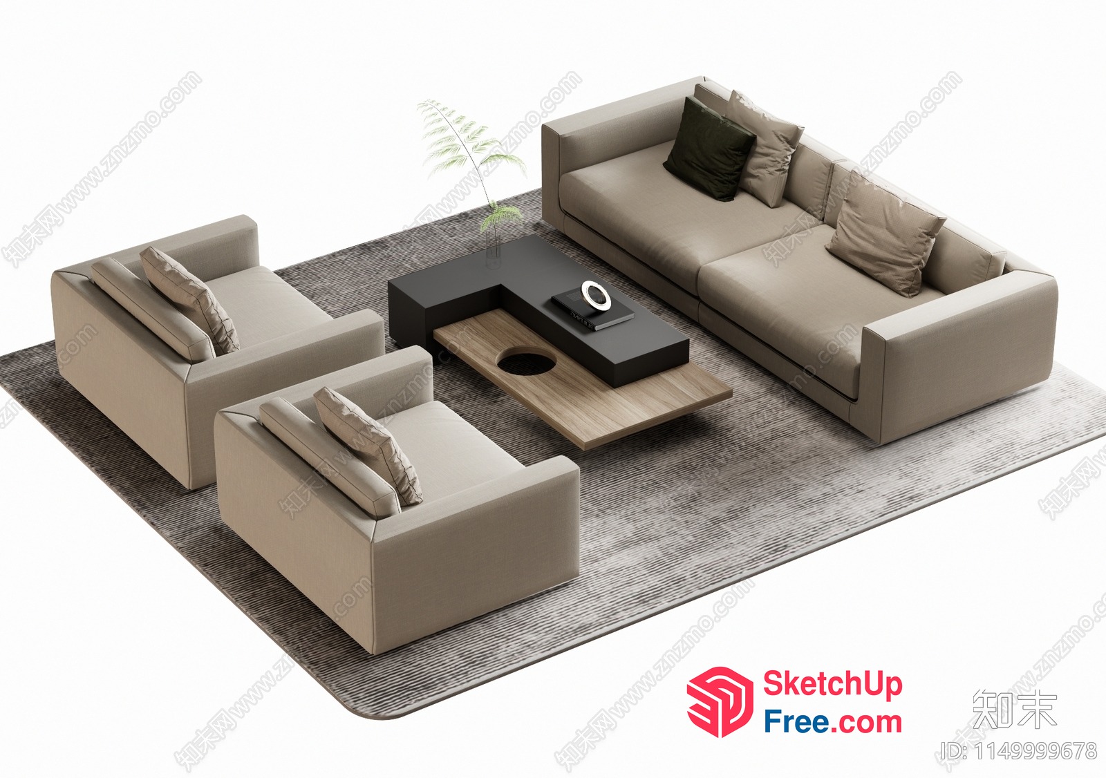 Modern Minimalist Living Room Furniture Set 3D SketchUp File