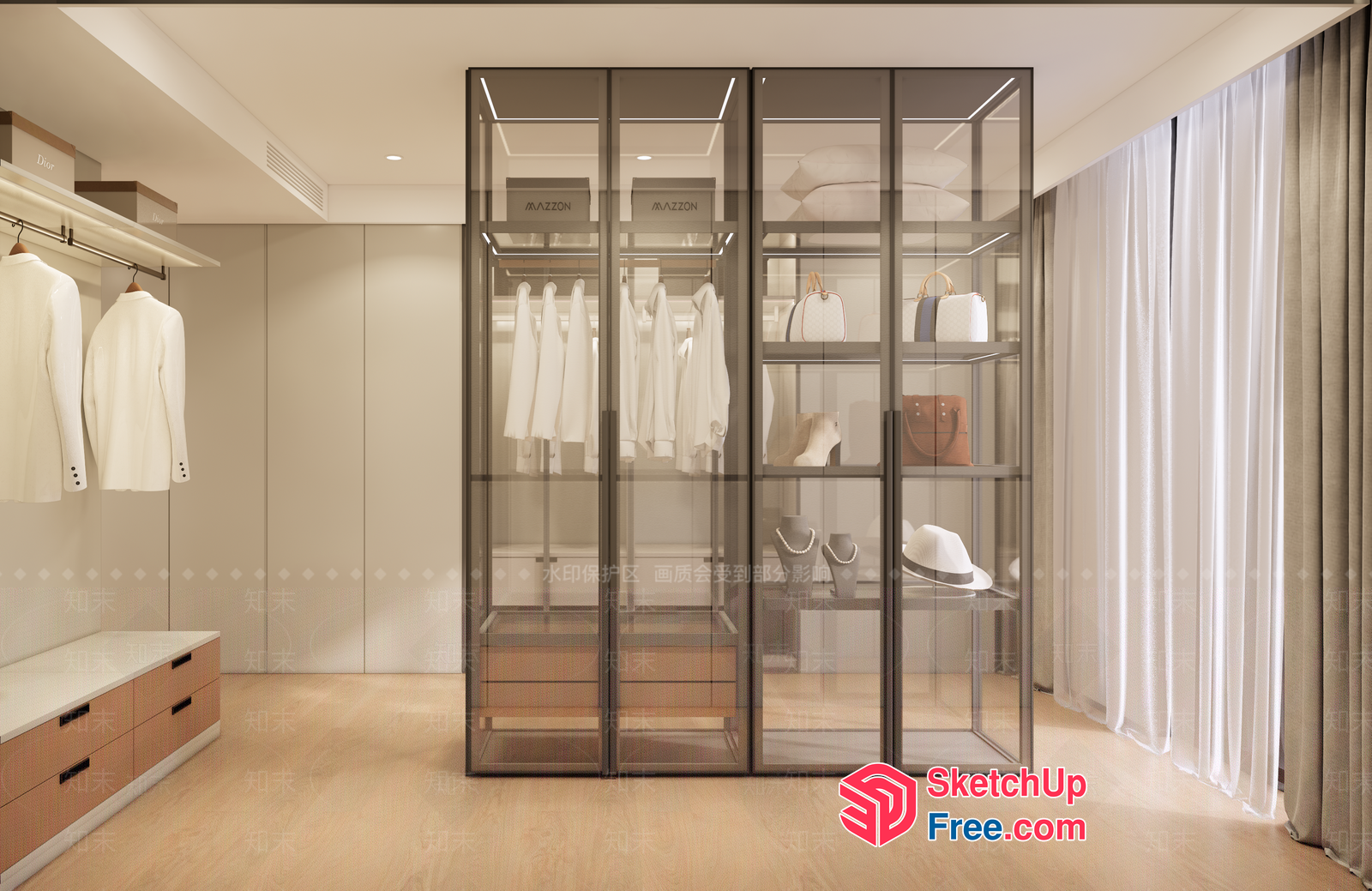 Modern Glass-Curtain Wall Closet Design 3D SketchUp File