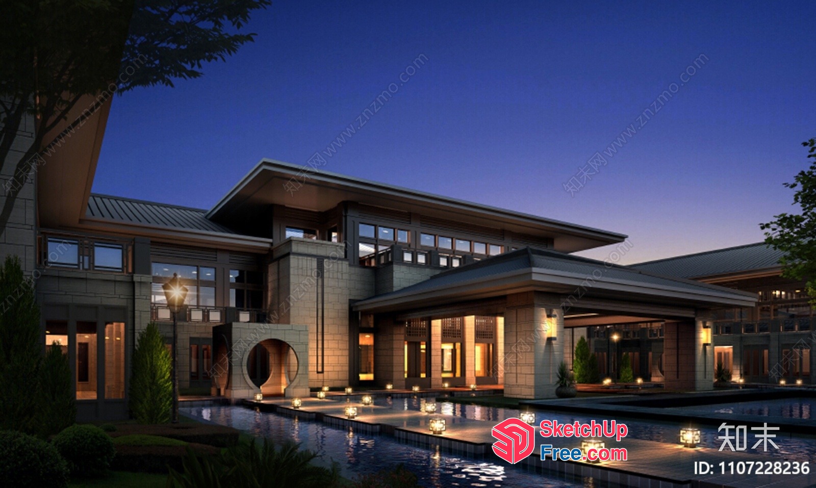 Luxurious Modern Villa With Elegant Pool And Garden 3D SketchUp File