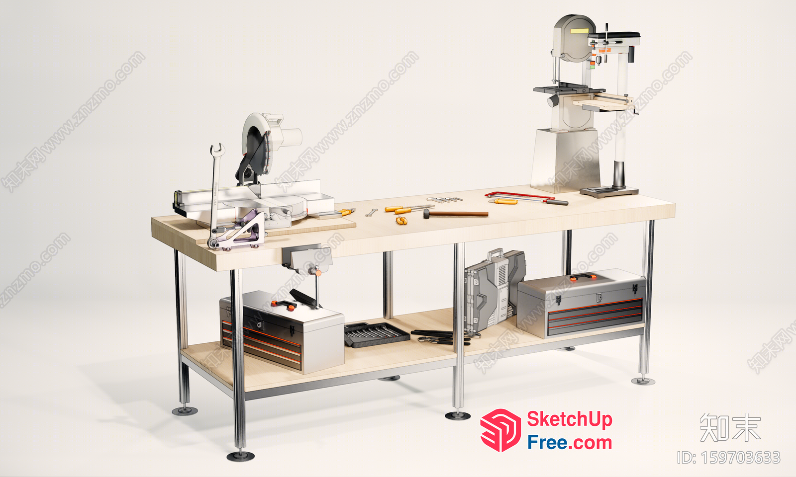 Metal And Wood Furniture Workstation 3D SketchUp File