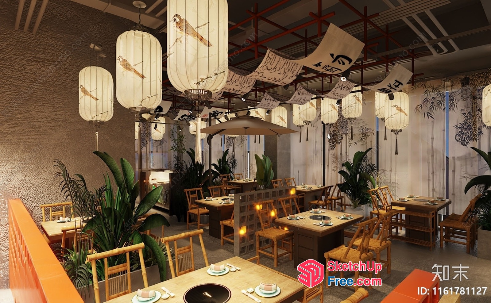 Elegant Asian-Inspired Dining Room 3D SketchUp File