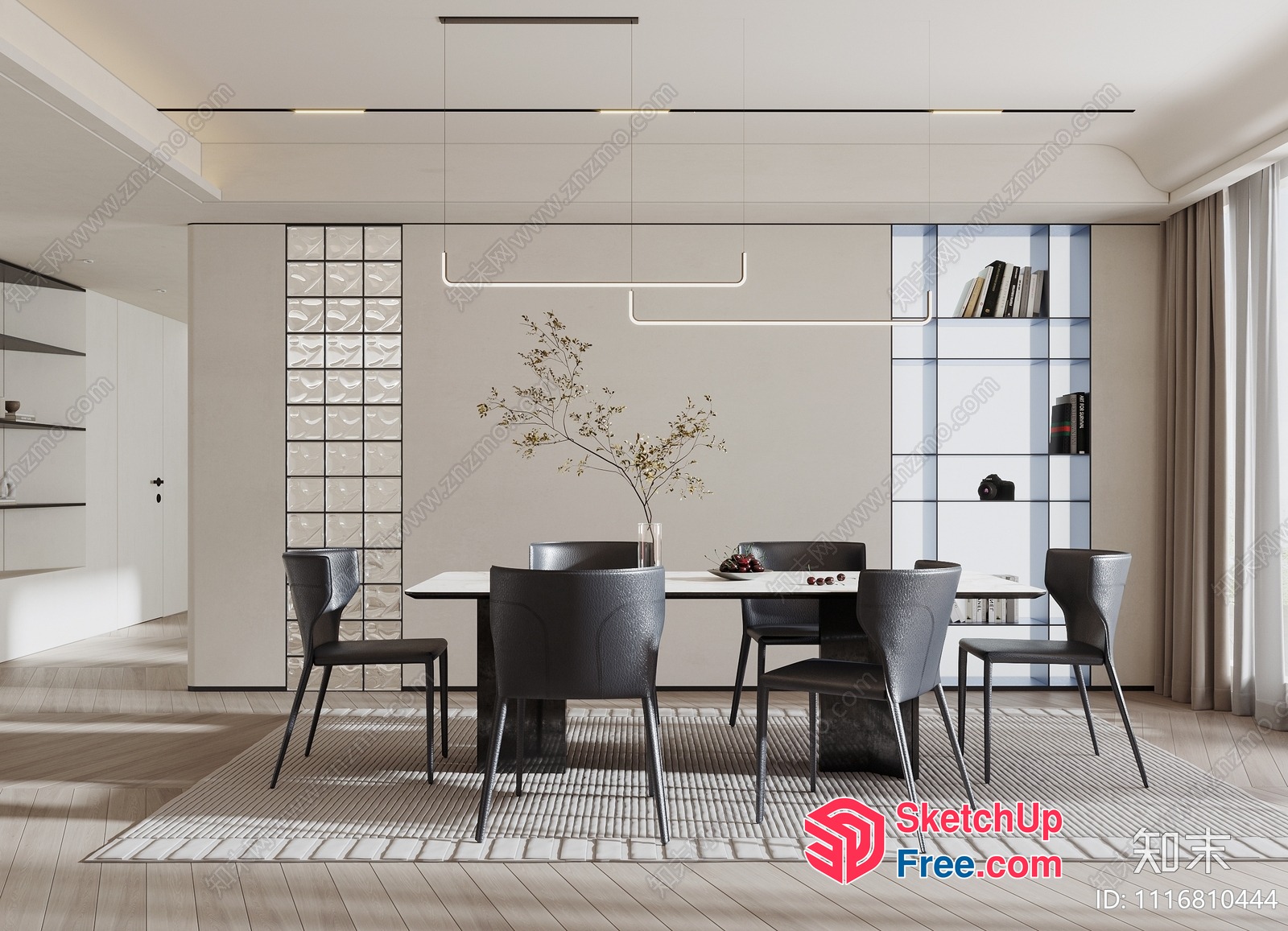 Modern Minimalist Dining Room With Sleek White And Black Furniture 3D SketchUp File