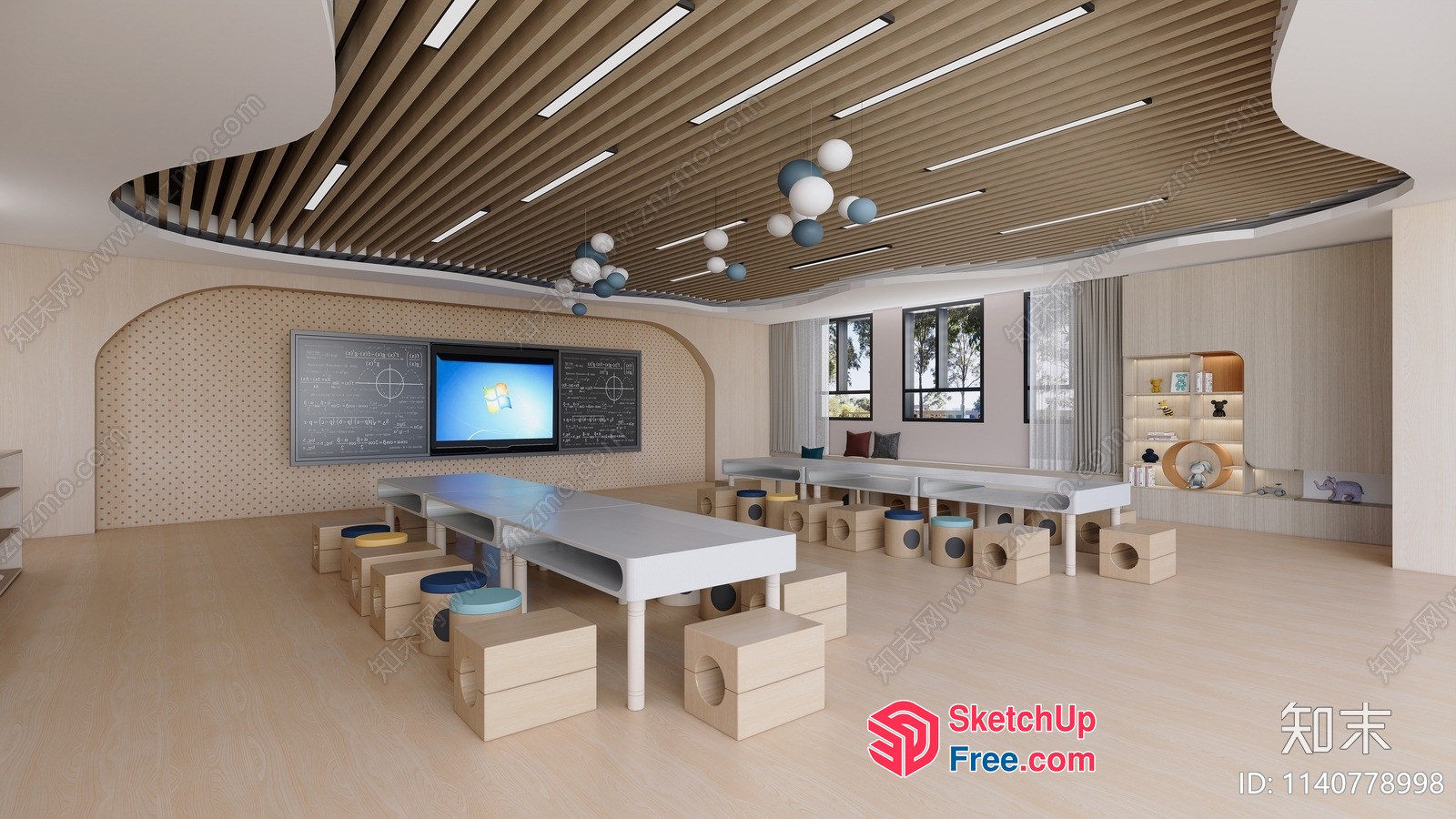 Modern Classroom Interior With Natural Light And Minimalist Decor 3D SketchUp File