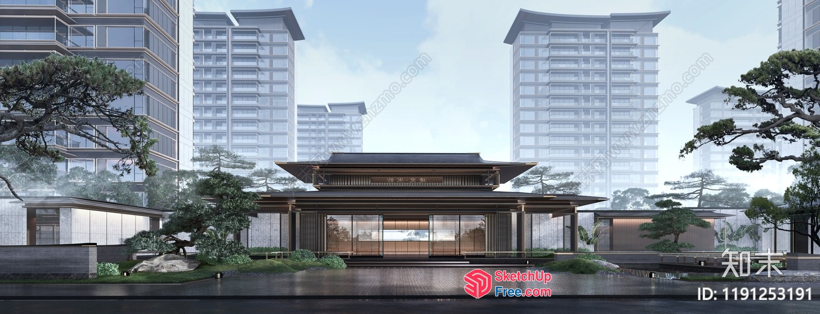 Modern Japanese-Inspired Villa With Elegant Entrance 3D SketchUp File