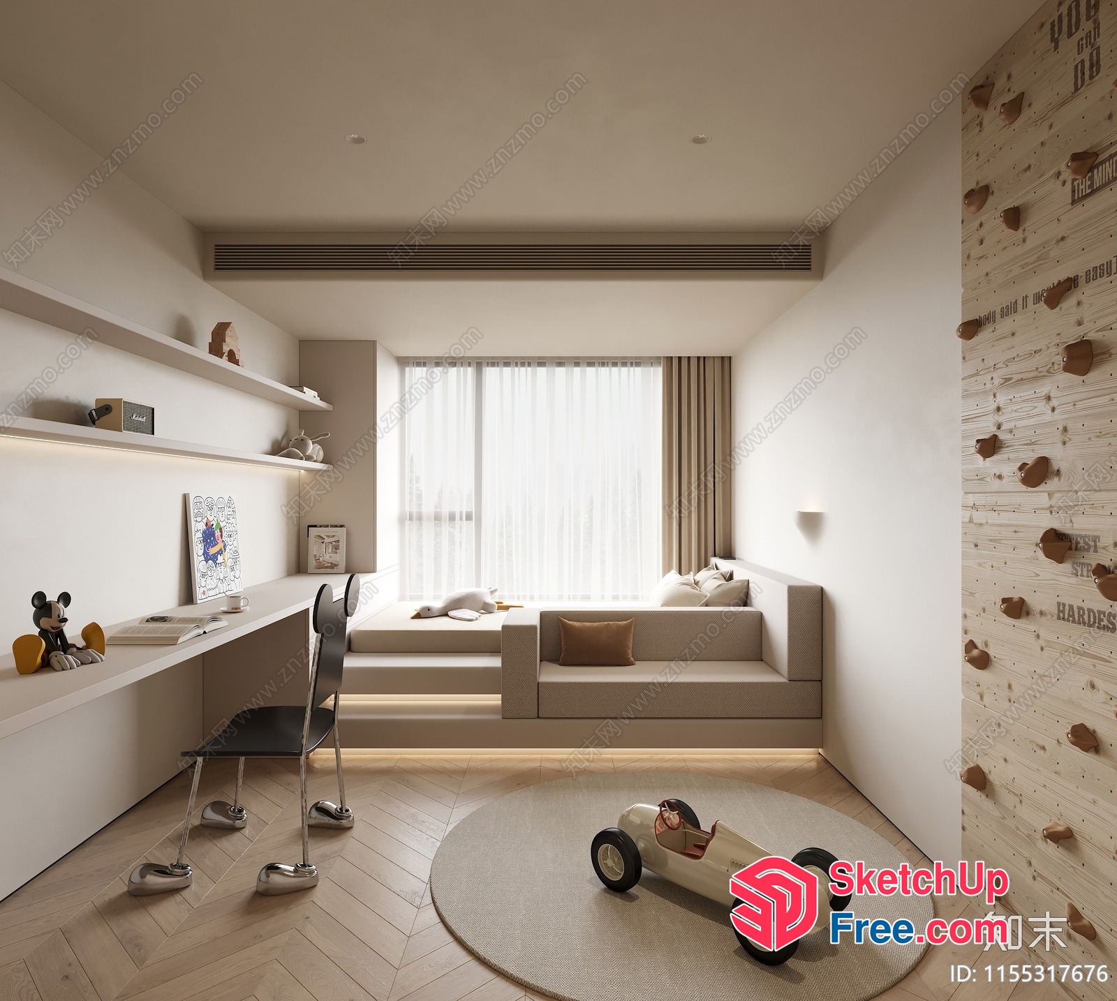 Modern Minimalist Children'S Bedroom Interior Design 3D SketchUp File