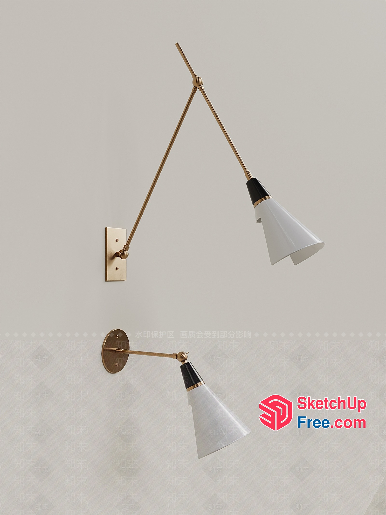 Elegant Gold And White Light Fixtures 3D SketchUp File