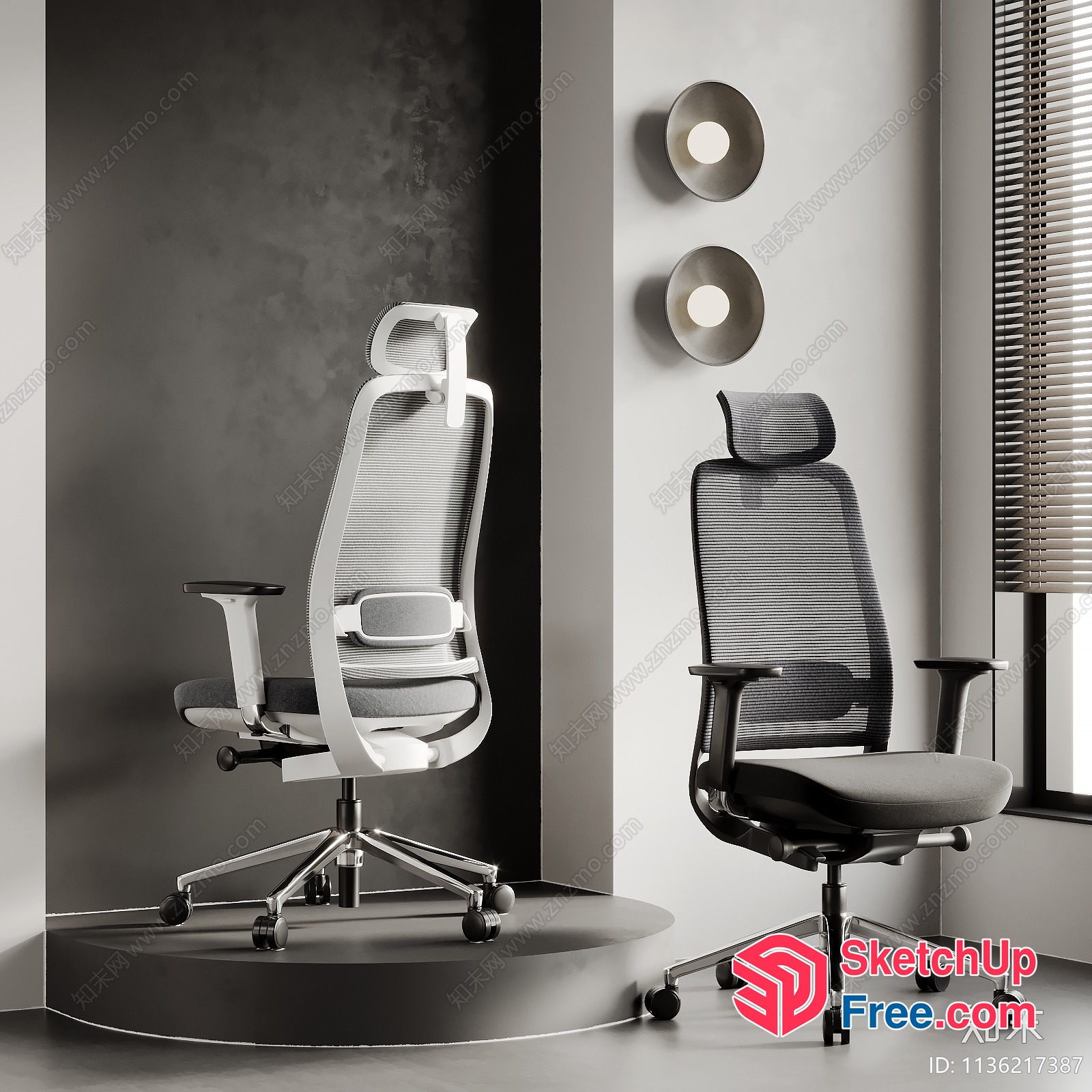 Two Office Chairs In A Modern Interior 3D SketchUp File