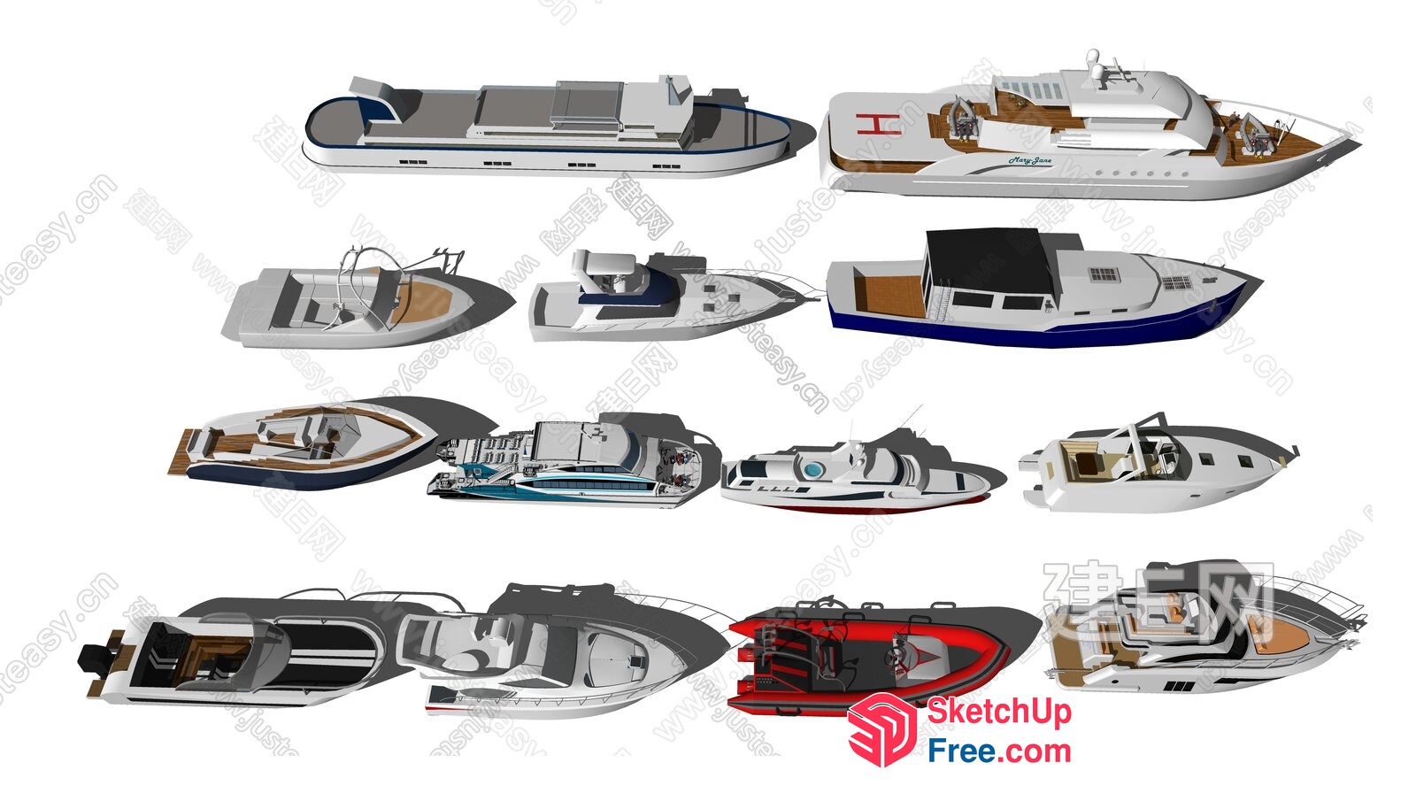 Various Types Of Boats 3D SketchUp File