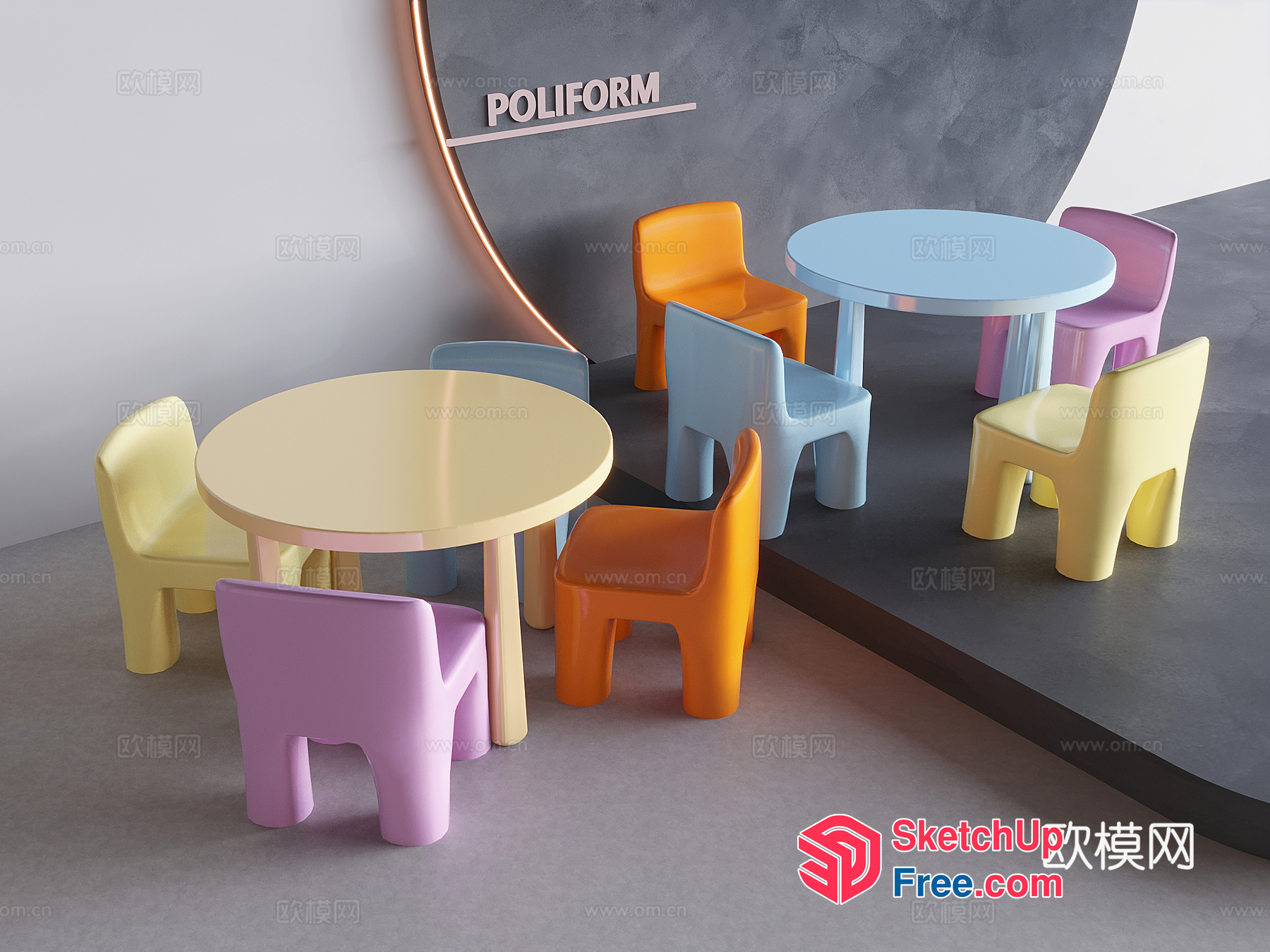 Colorful Modern Furniture Set 3D SketchUp File