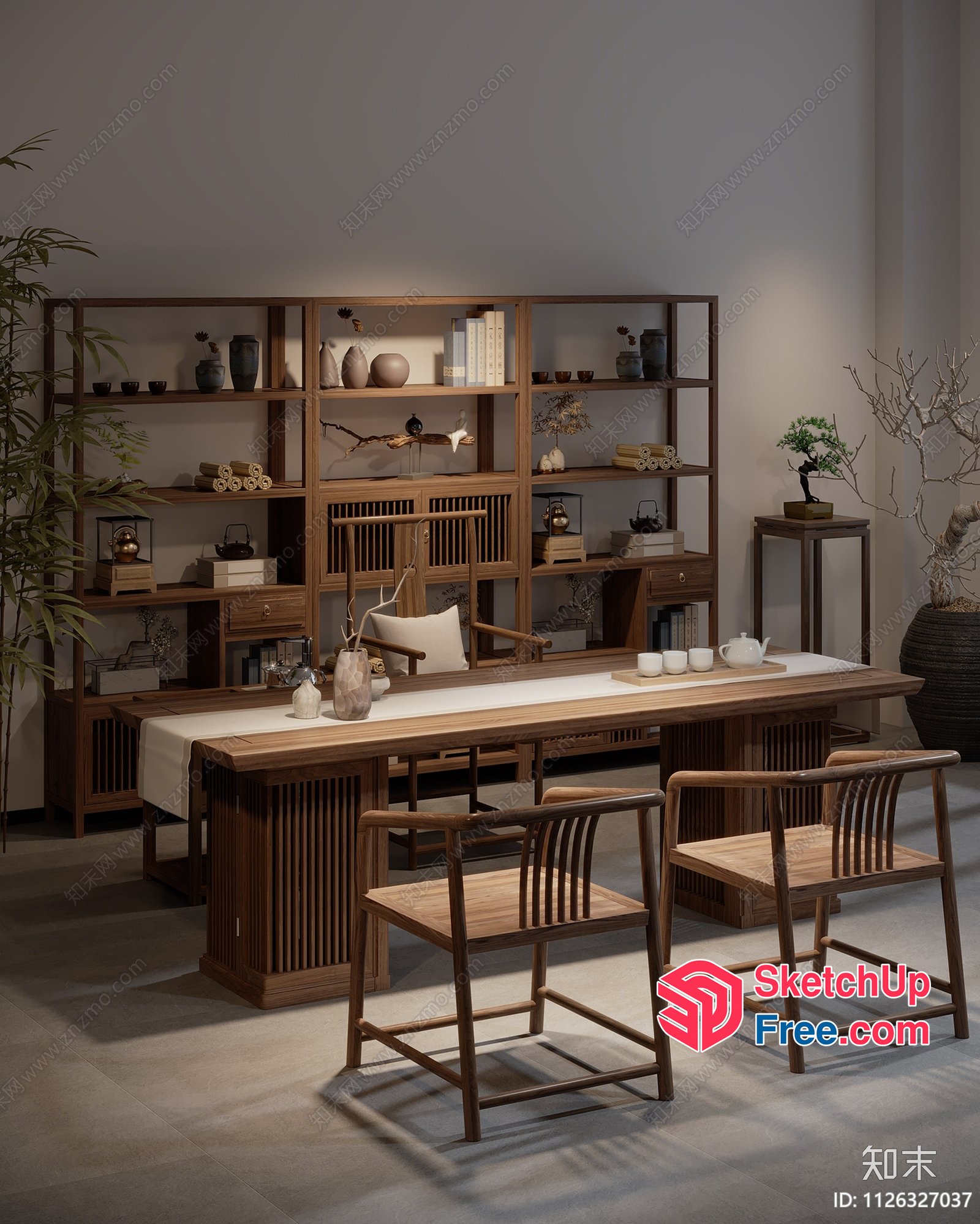 Traditional Asian-Inspired Dining Room 3D SketchUp File