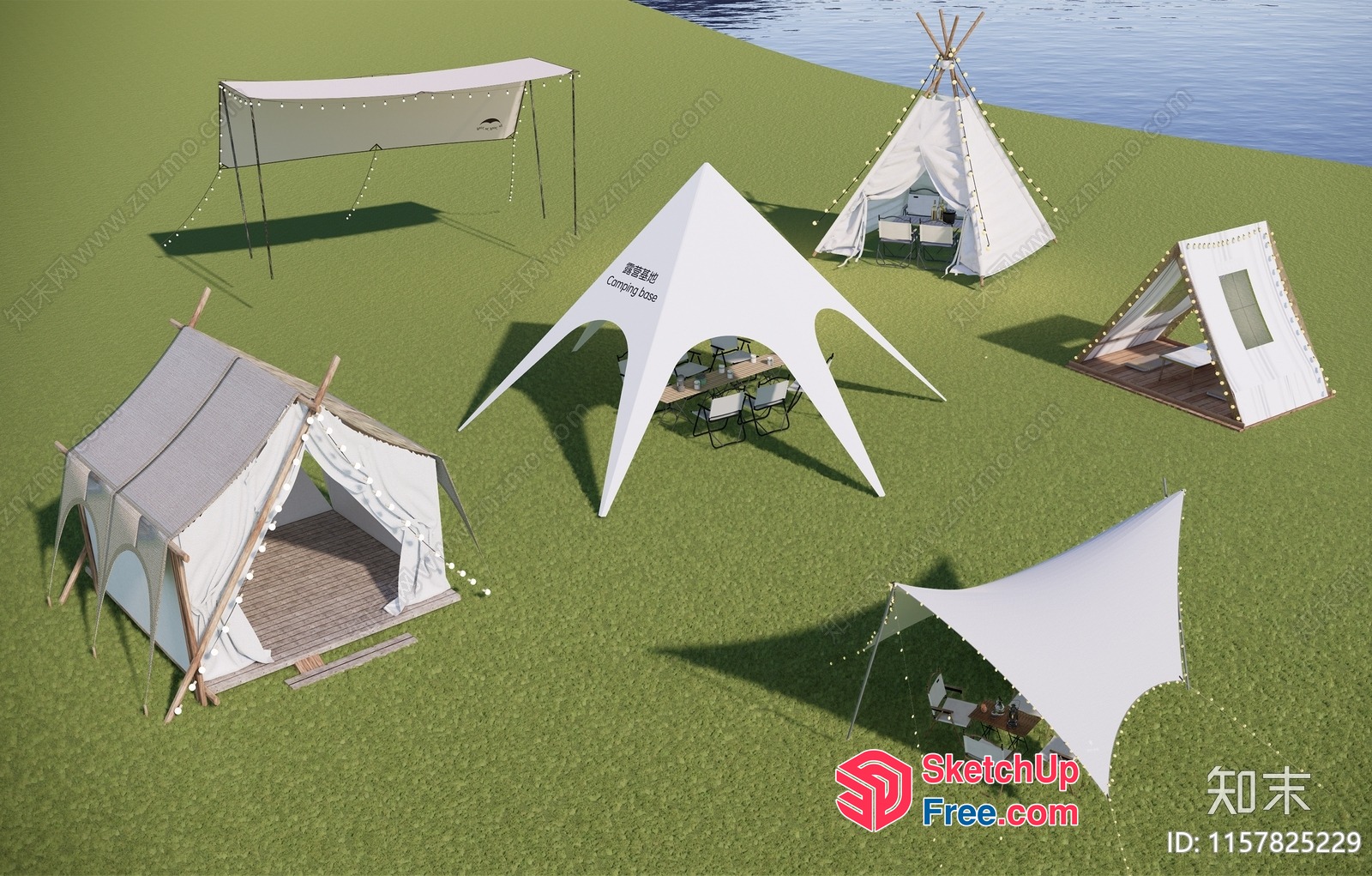 Outdoor Camping Tents And Decorations 3D SketchUp File