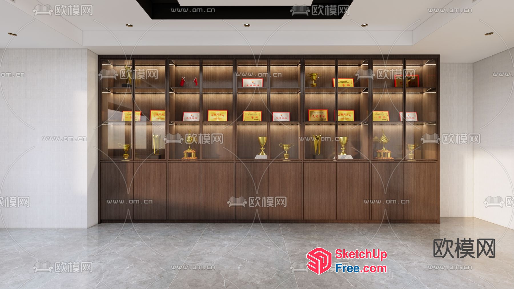 Trophy Display Cabinet In A Modern Office Building 3D SketchUp File