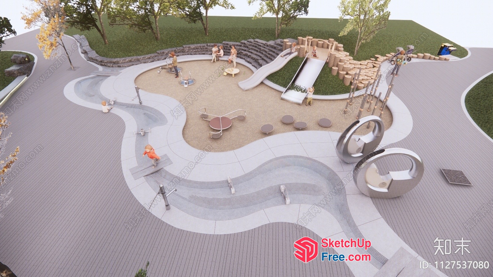Serene Outdoor Oasis With Modern Furniture And Play Area 3D SketchUp File