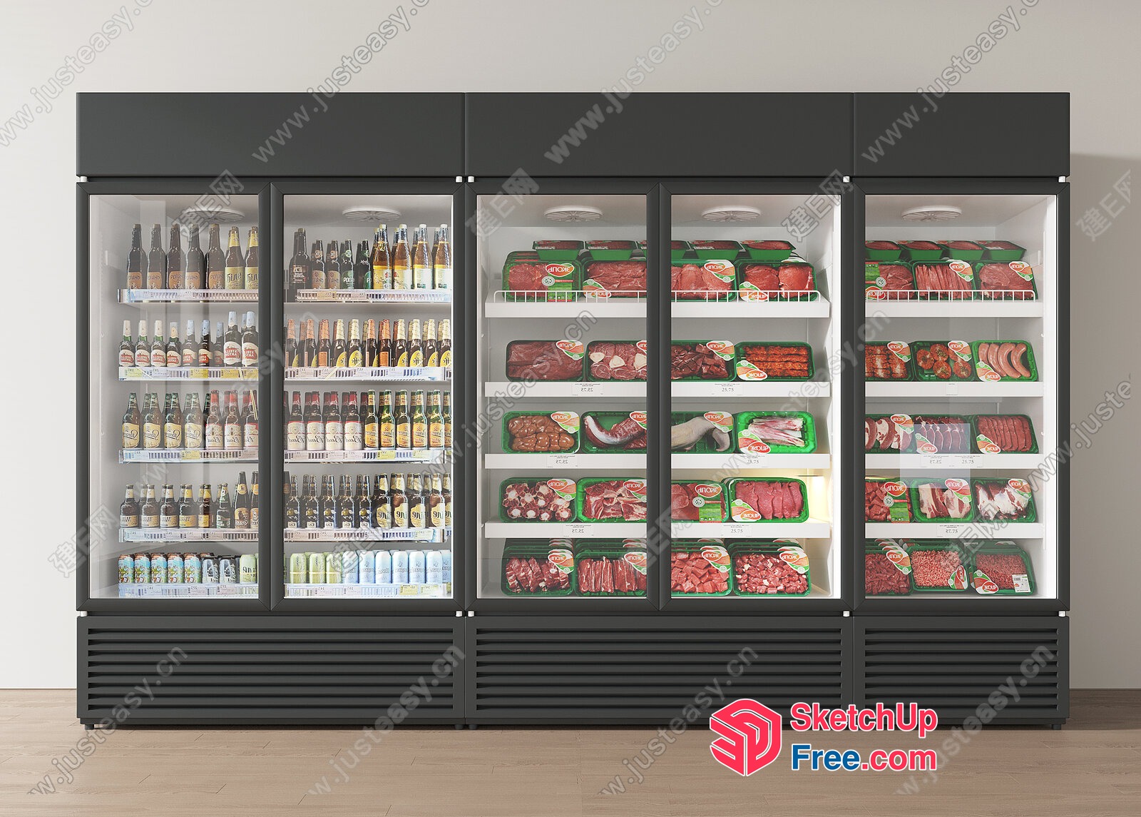 Refrigerated Display Cases For Meat And Beverages 3D SketchUp File