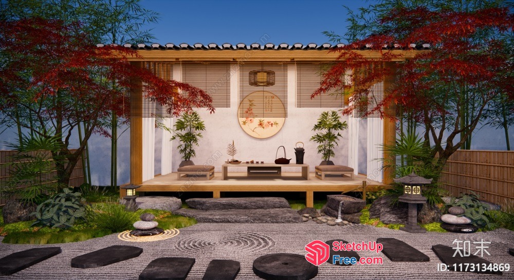 Serene Japanese Zen Garden Oasis 3D SketchUp File