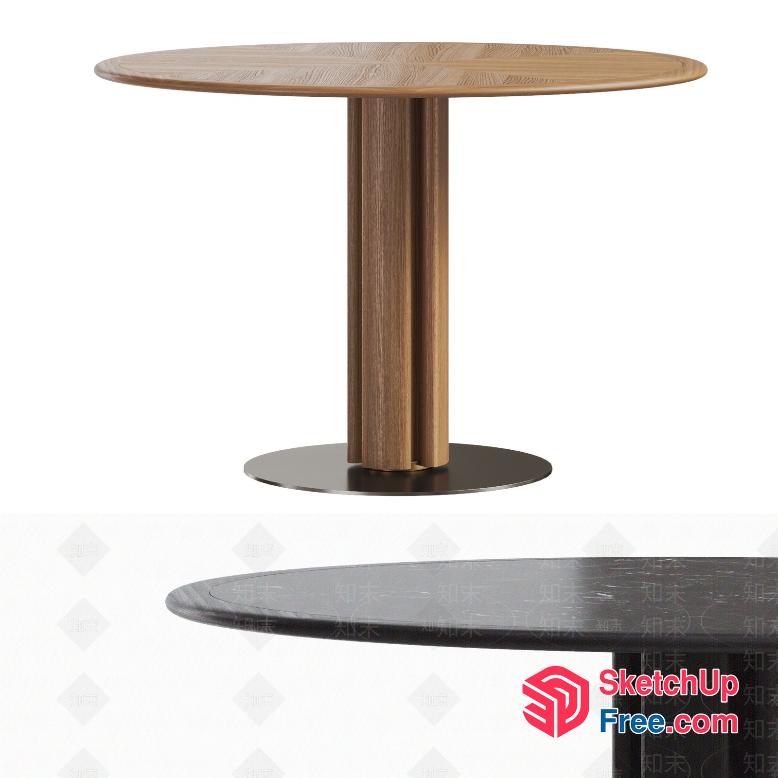Modern Minimalist Wood And Metal Table 3D SketchUp File