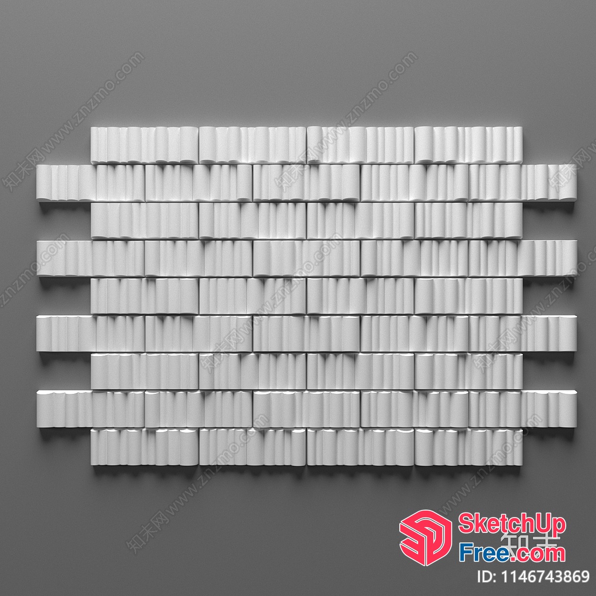 3D Rectangular Arrangement Of White Blocks 3D SketchUp File