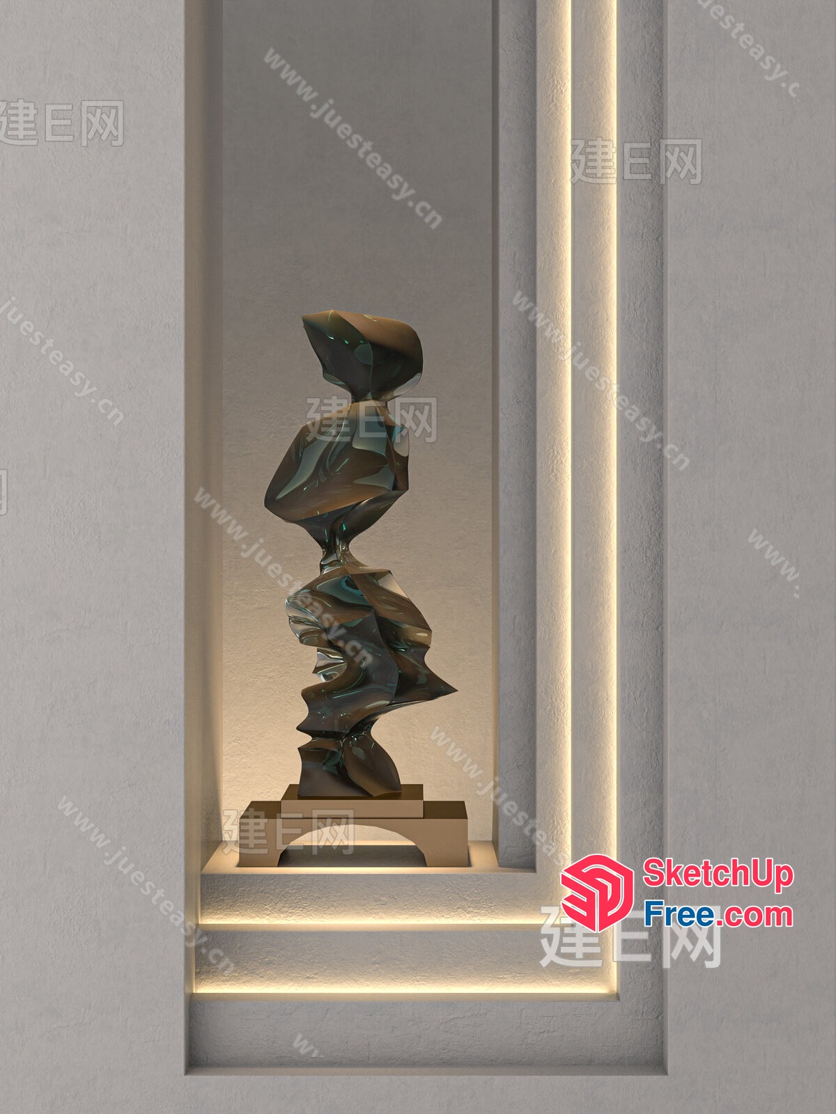 Modern Sculpture Display Case 3D SketchUp File