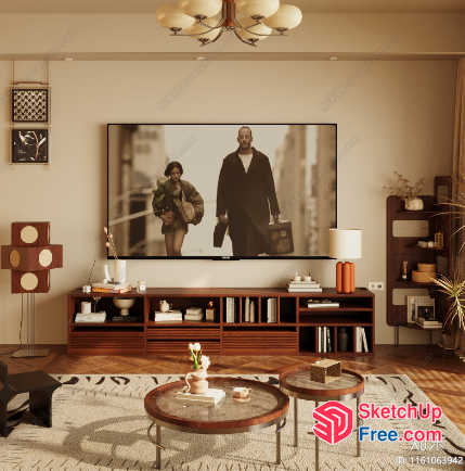 Cozy Living Room With Tv And Coffee Tables 3D SketchUp File