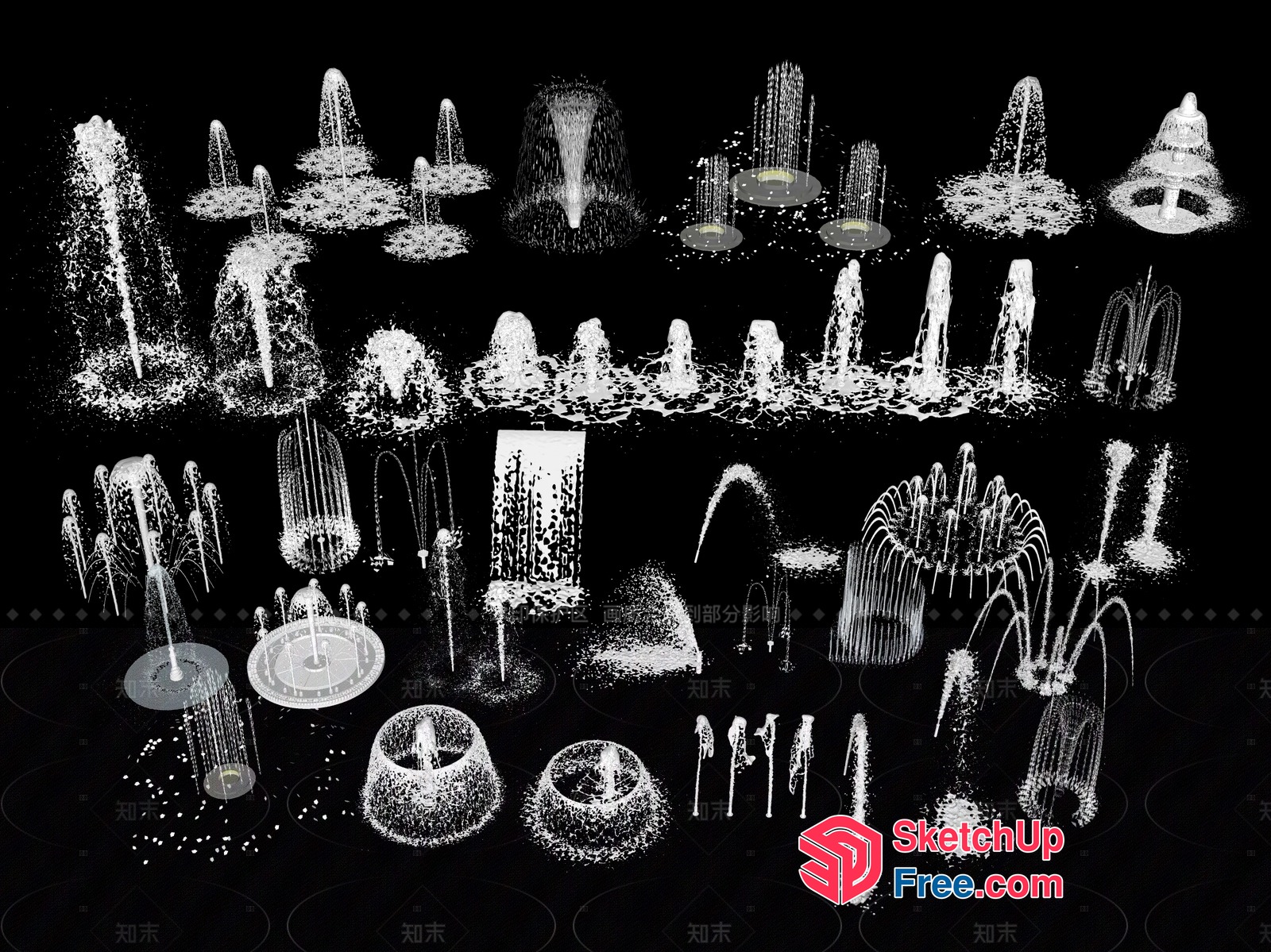 3D Rendered Water Fountains 3D SketchUp File
