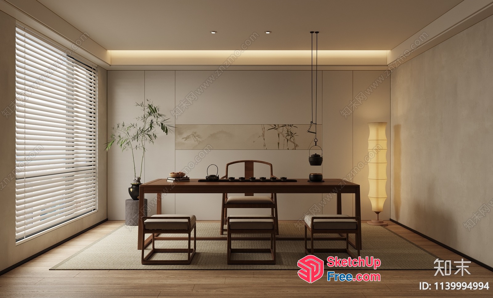 Asian-Inspired Minimalist Dining Room 3D SketchUp File