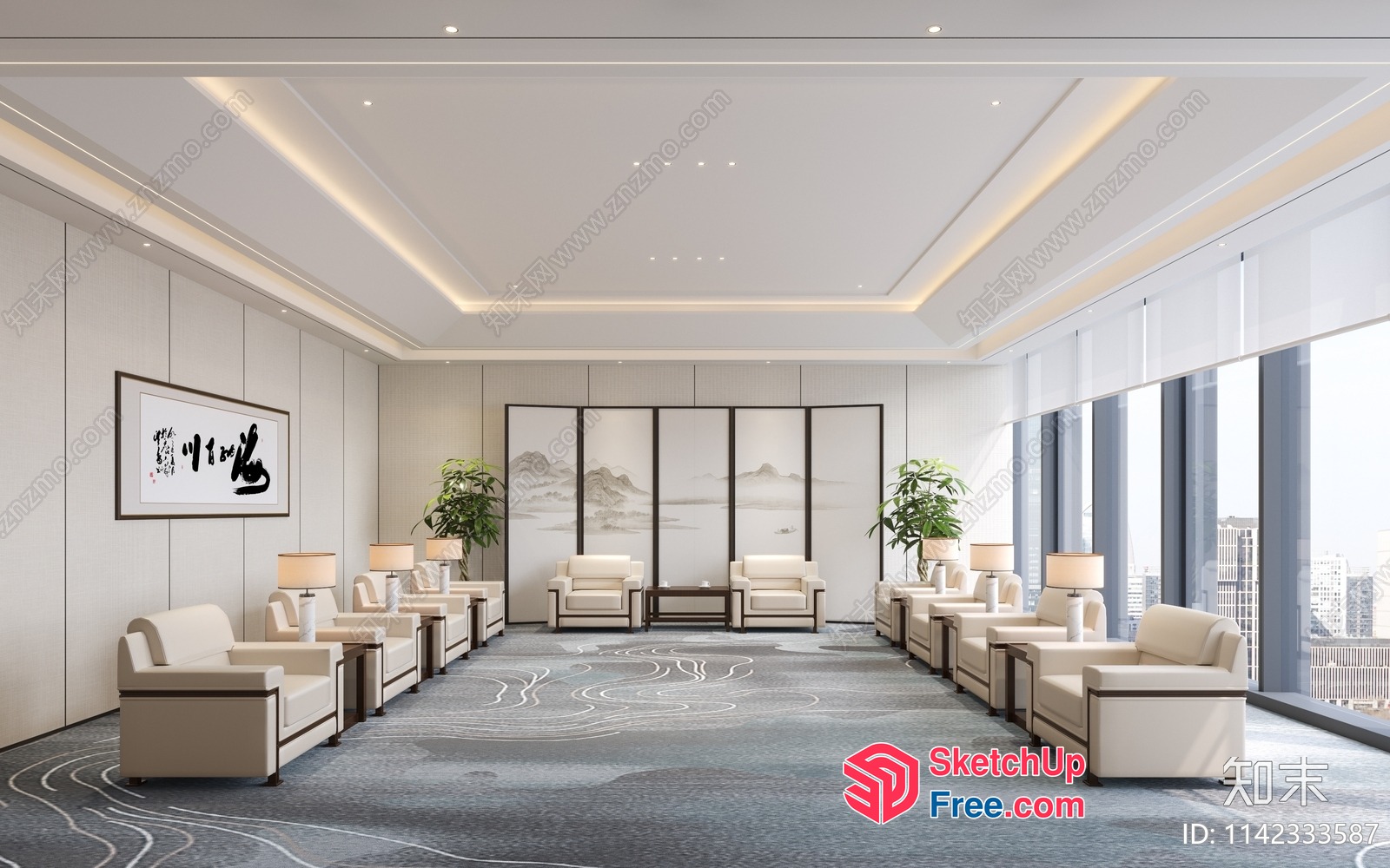 Modern Japanese-Inspired Living Room With Elegant Minimalist Style 3D SketchUp File