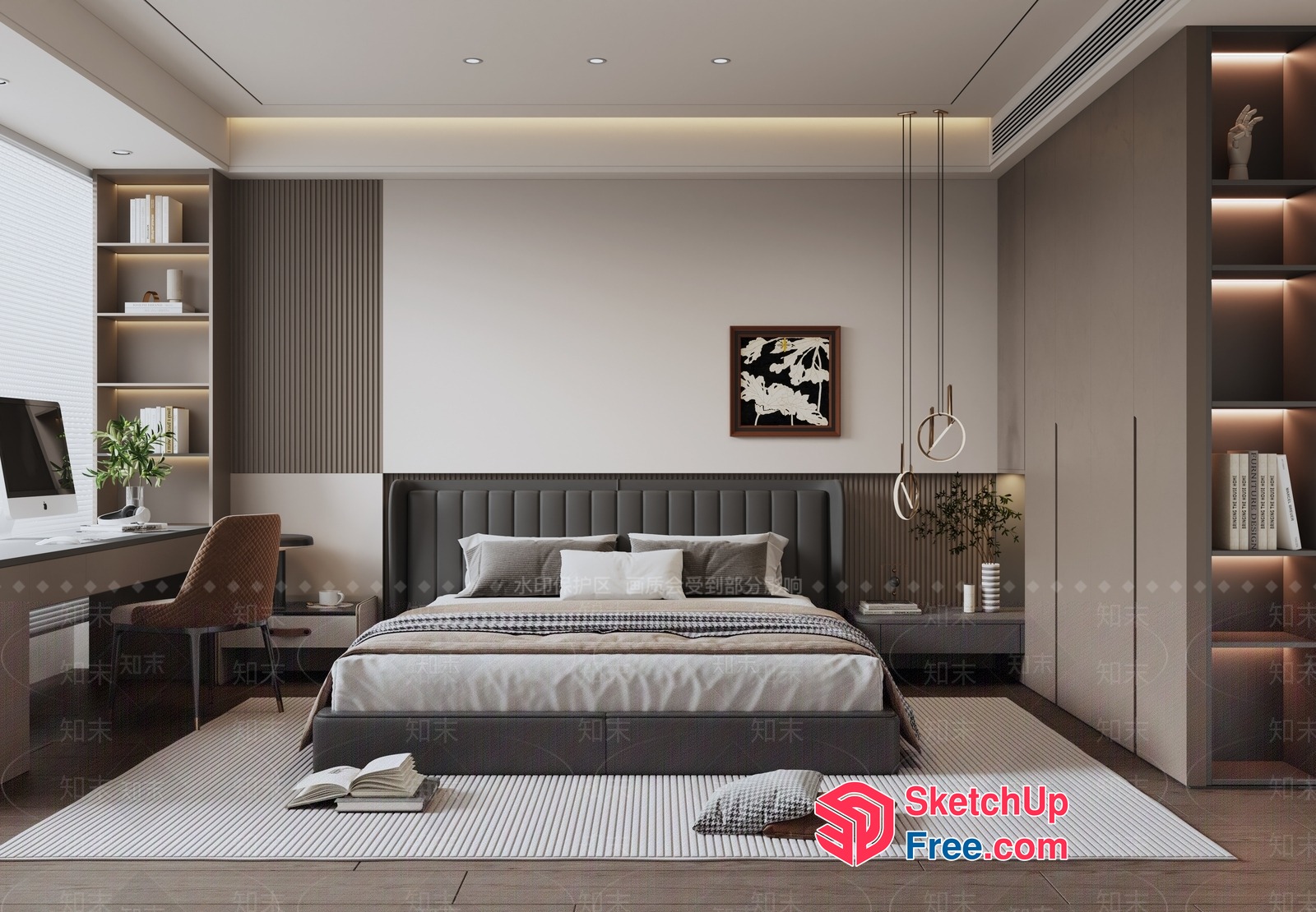 Modern Minimalist Bedroom Interior 3D SketchUp File