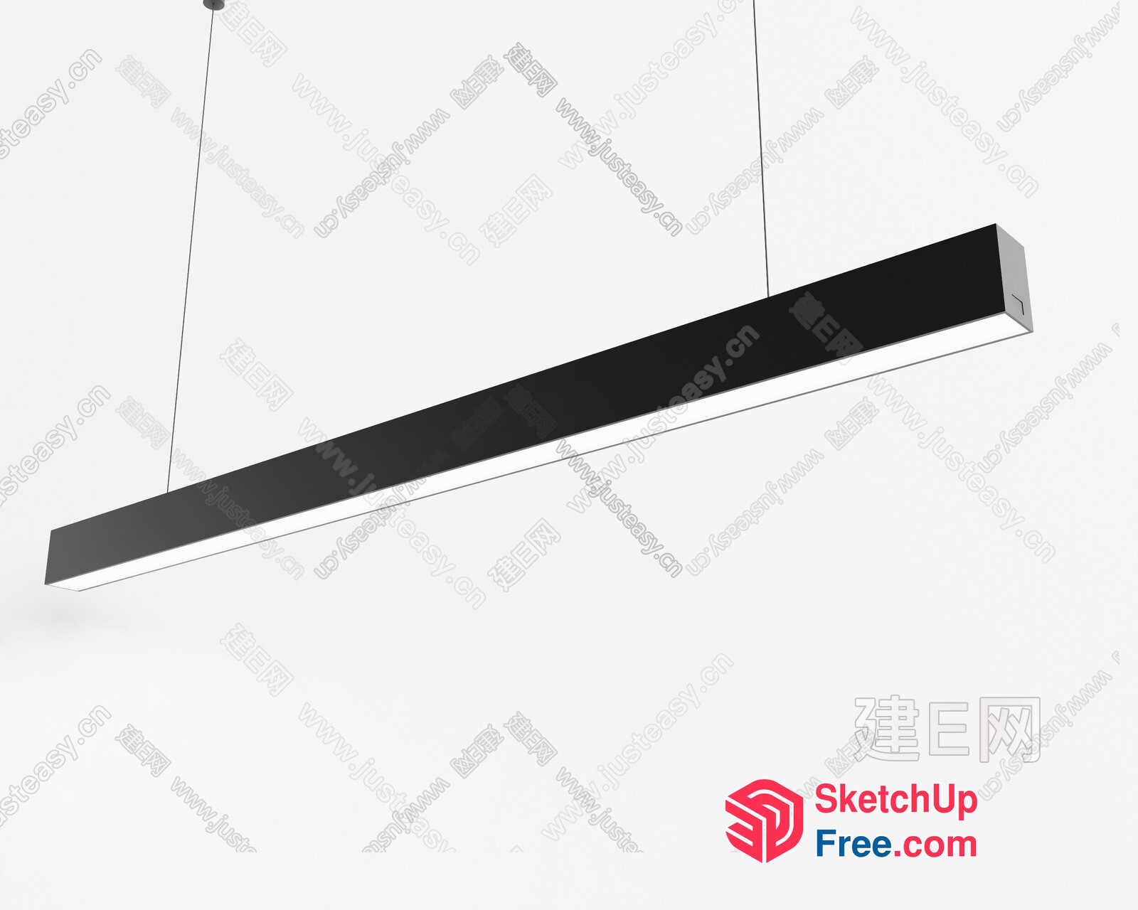 Long, Rectangular, Black And White Light Fixture 3D SketchUp File