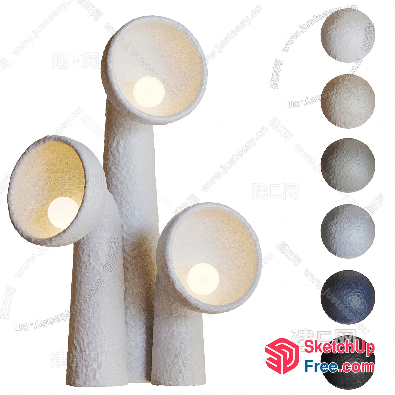 Modern Minimalist White Pillar And Light Fixture Set 3D SketchUp File