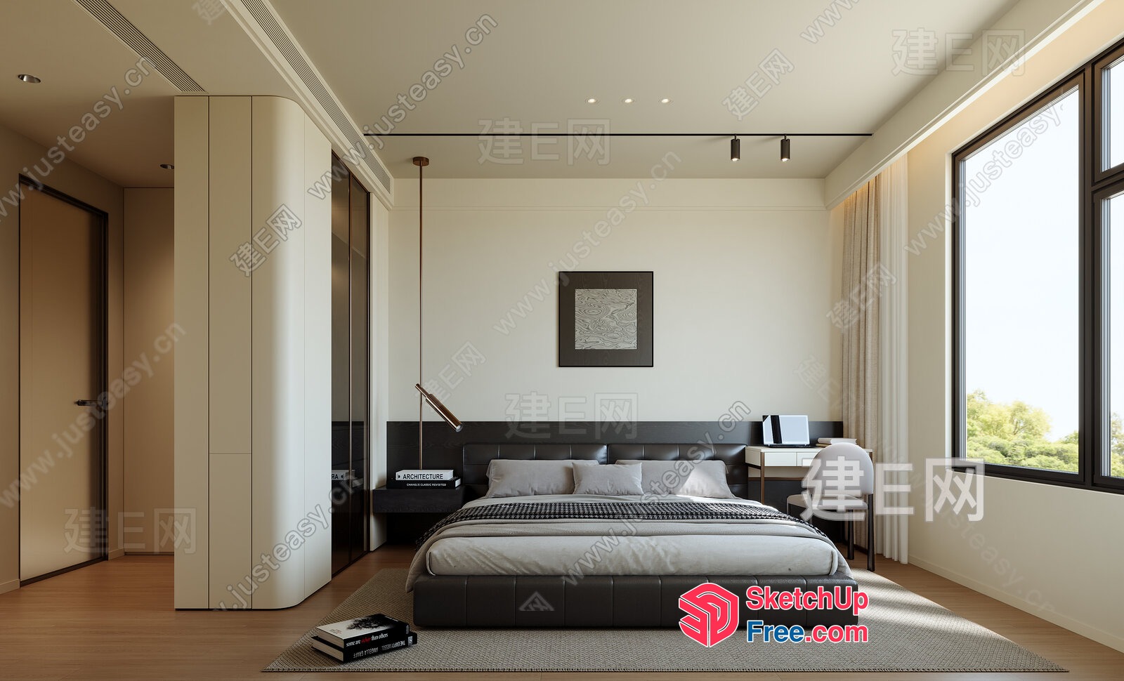 Minimalist Contemporary Master Bedroom With Modern Furniture 3D SketchUp File