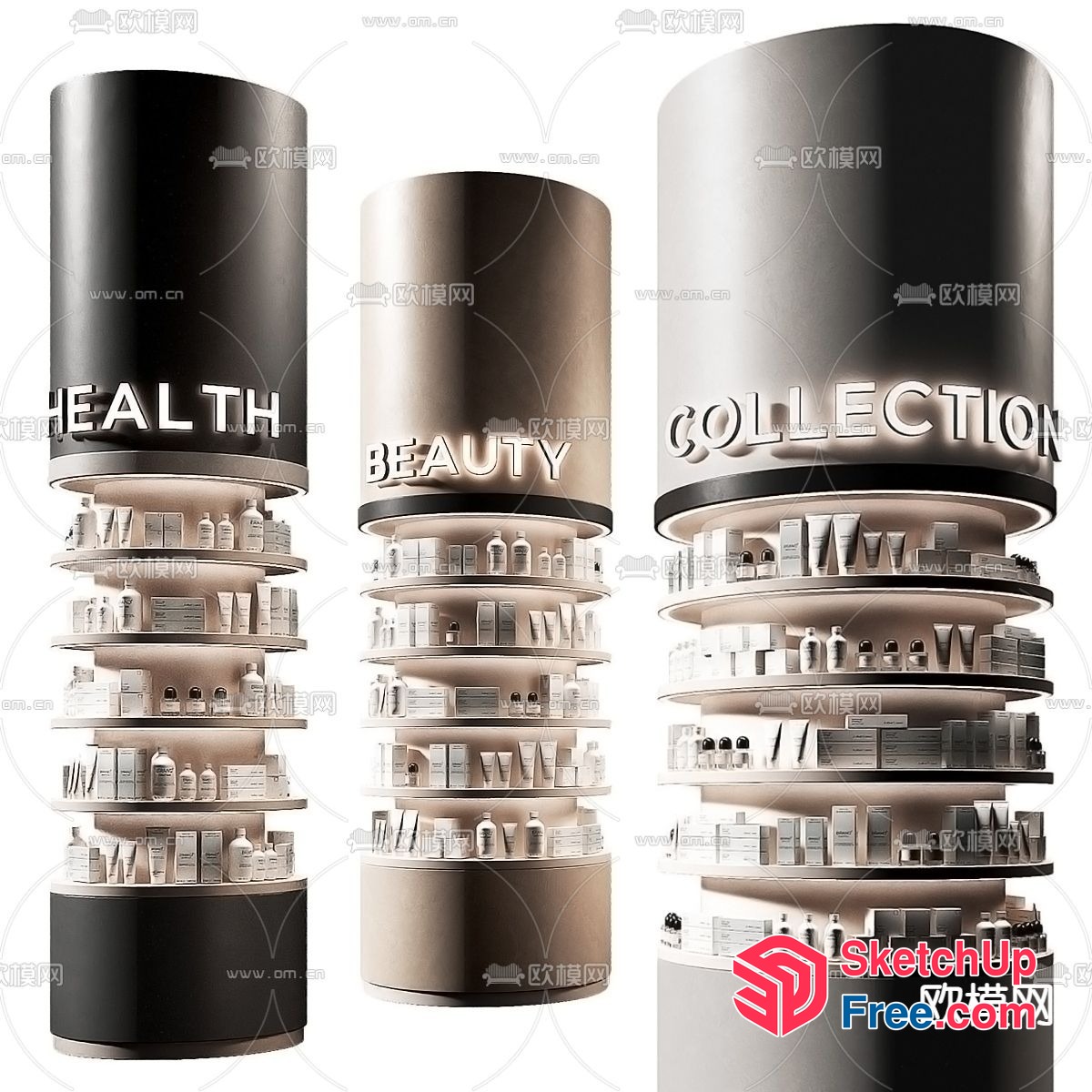 Modern Health, Beauty, And Collection Display Shelves 3D SketchUp File
