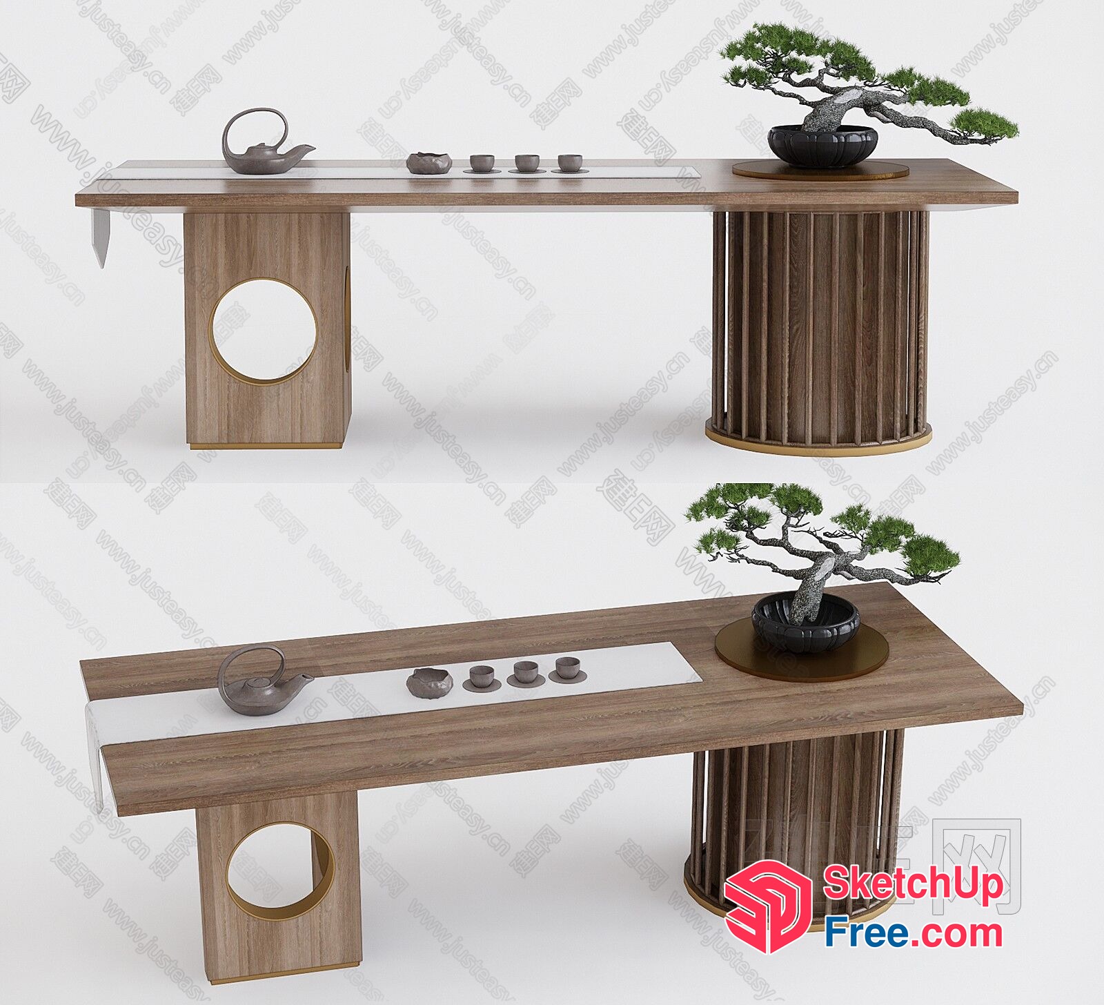 Elegant Japanese-Style Tea Table With Minimalist Decor 3D SketchUp File