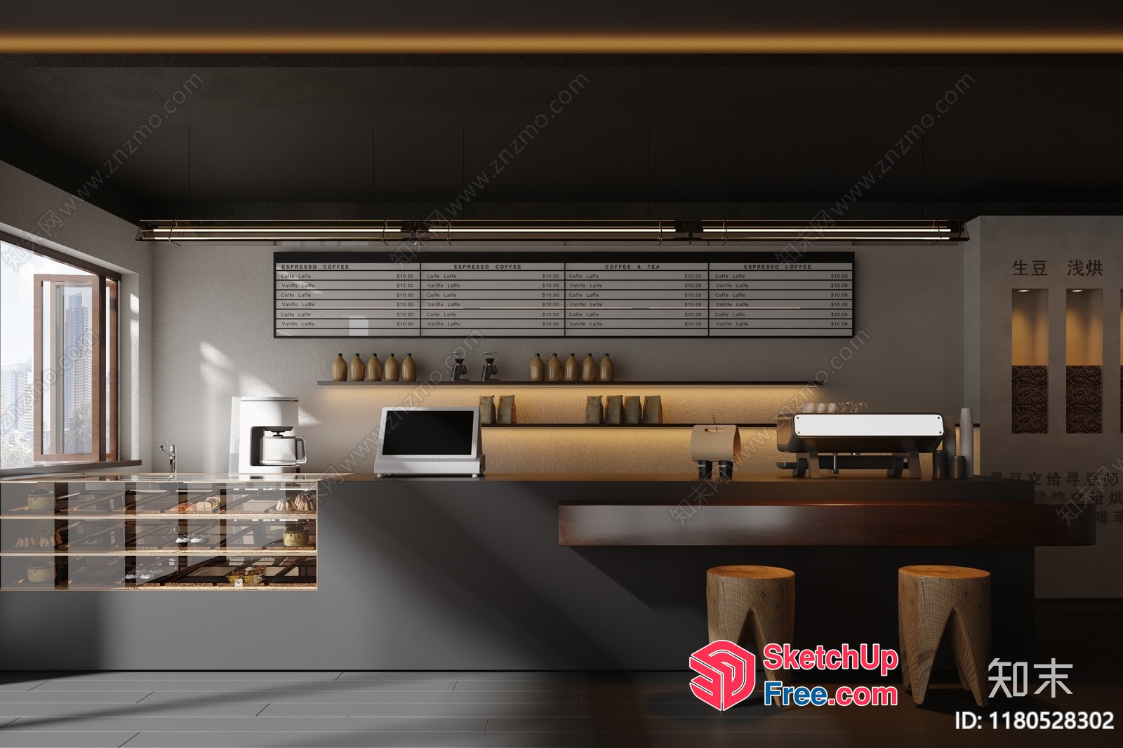 Modern Coffee Shop Interior Design 3D SketchUp File