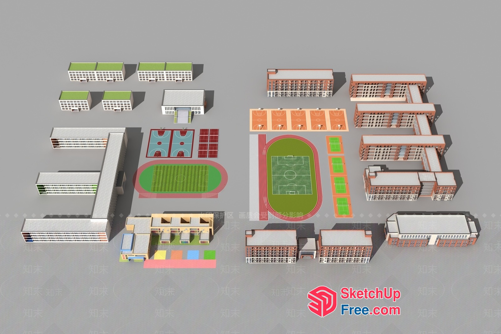 3D Architectural Rendering Of A School Building 3D SketchUp File