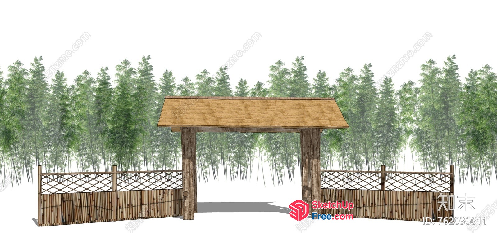 Wood And Bamboo Entranceway To A Forest 3D SketchUp File