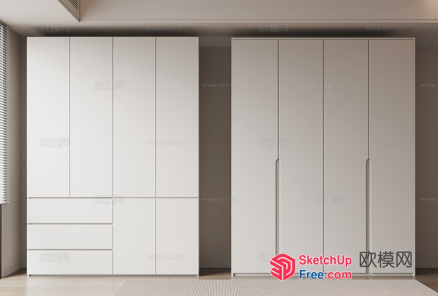 Minimalist White Wardrobe Collection 3D SketchUp File
