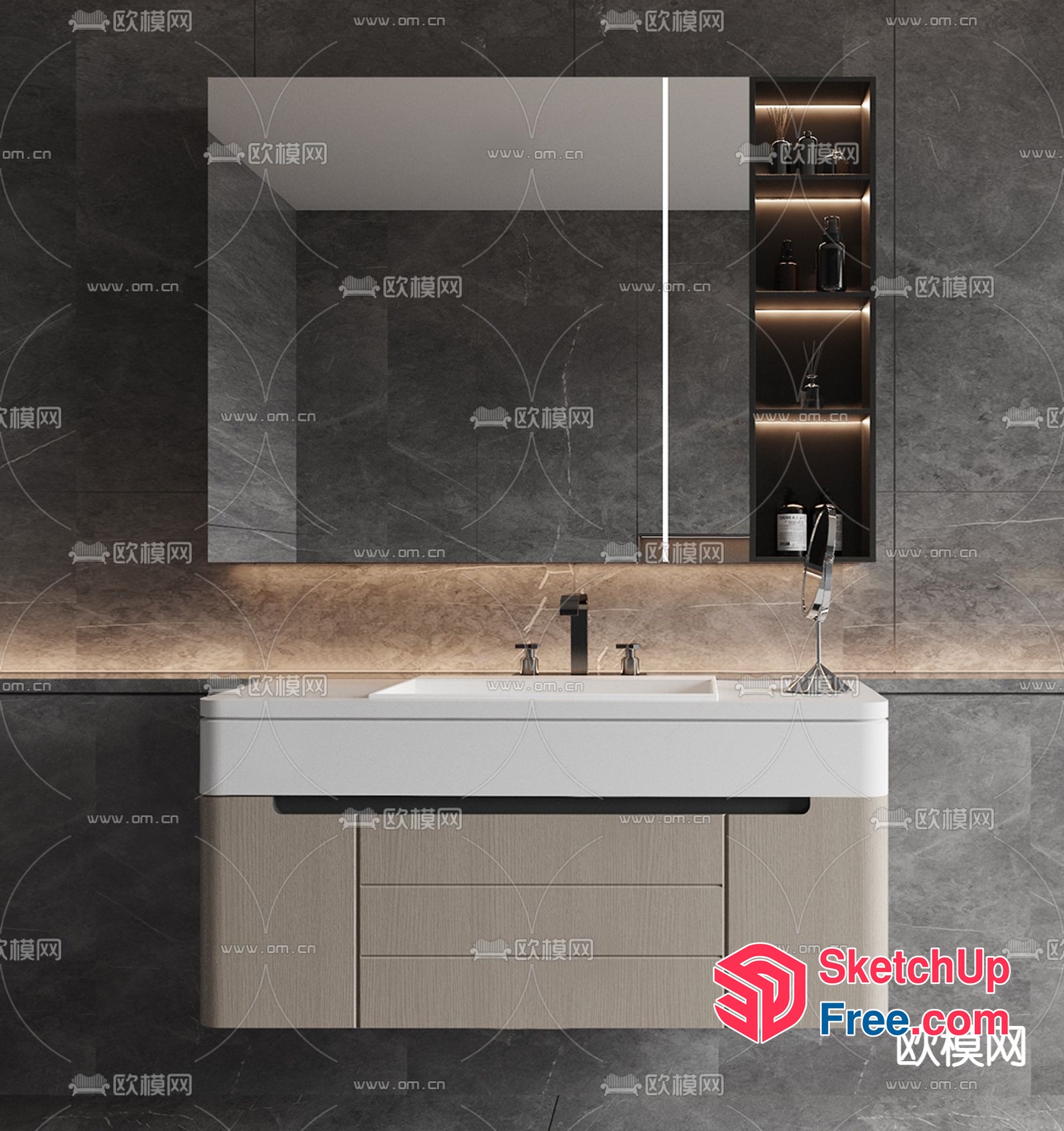 Modern Bathroom Interior Design With Sleek Vanity And Mirror 3D SketchUp File