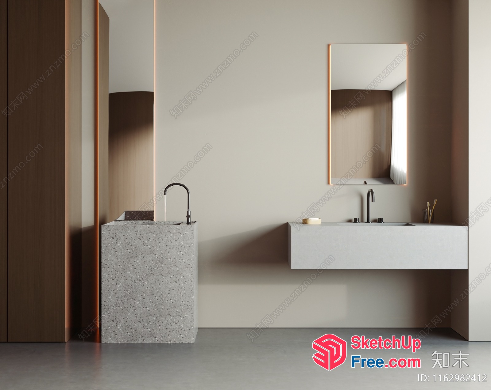 Modern Minimalist Bathroom Design With Sleek Fixtures 3D SketchUp File