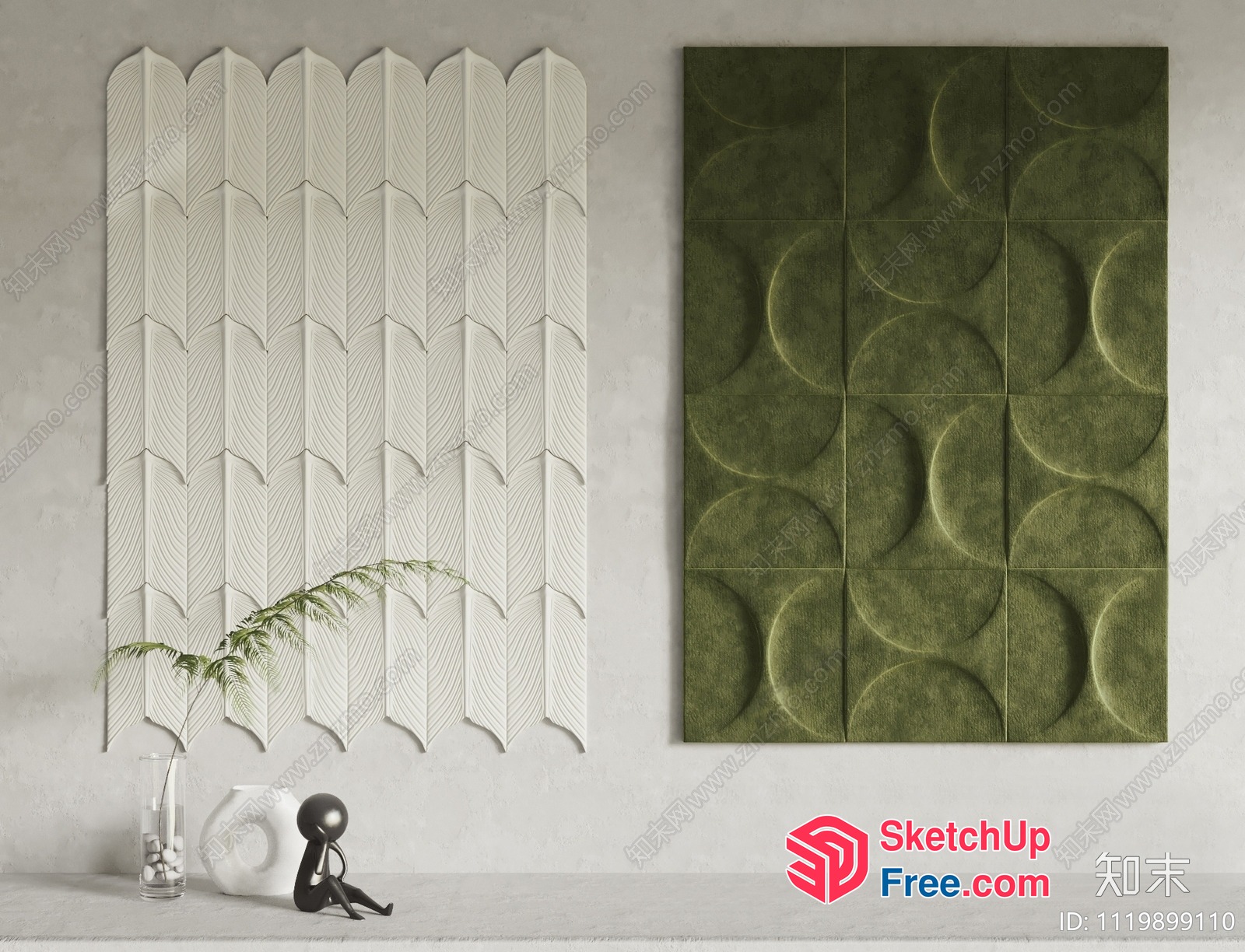 Leaf And Circle Patterned Wall Decorations 3D SketchUp File